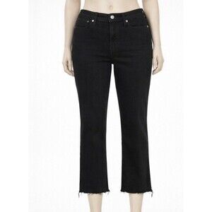 J.Crew Demi Boot Crop Jeans Black Raw Hem Stretch 9” Denim Womens 35 High Rise